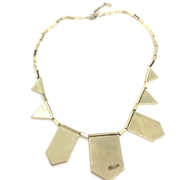 3/$30 HOUSE OF HARLOW NECKLACE LEATHER GEOMETRIC GOLD TONE ART DECO STYLE - Picture 11 of 17